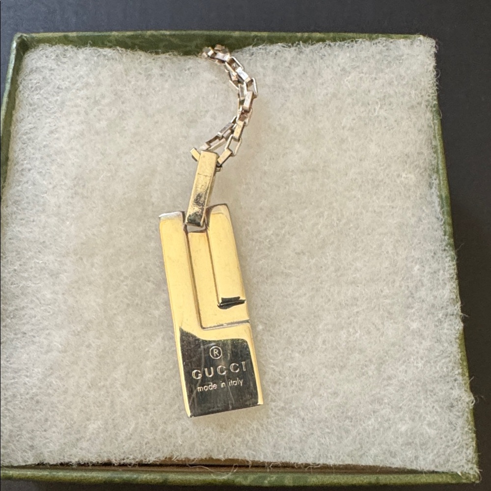 Gucci Silver Rectangular Pendant Necklace